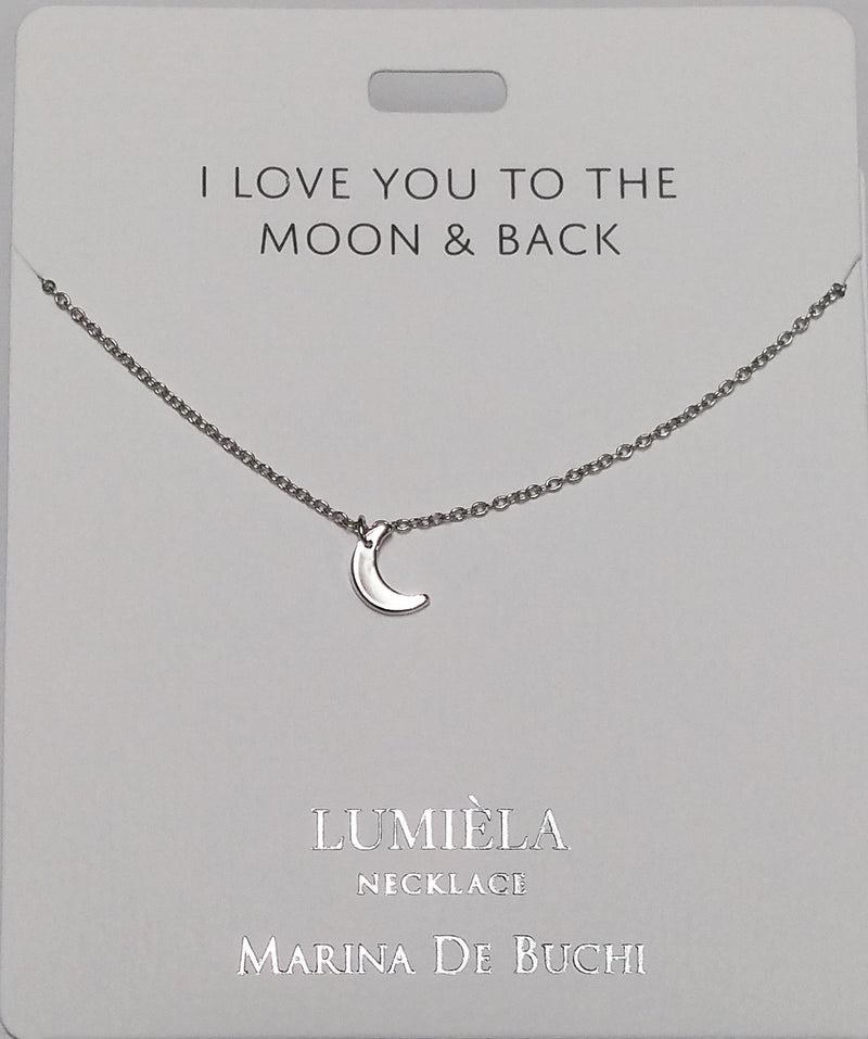[Australia] - Love You to The Moon & Back Lumeila Necklace Marina De Buchi Silver Colour Presented by Sterling Effectz 
