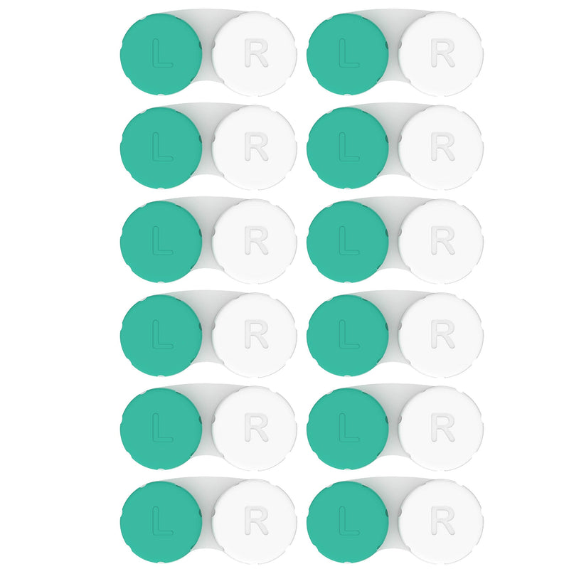 [Australia] - Contact Lens Cases 12 Pack. One Year Supply. Protect Your Eyes by Changing Your Contact Lens Case Monthly Green 