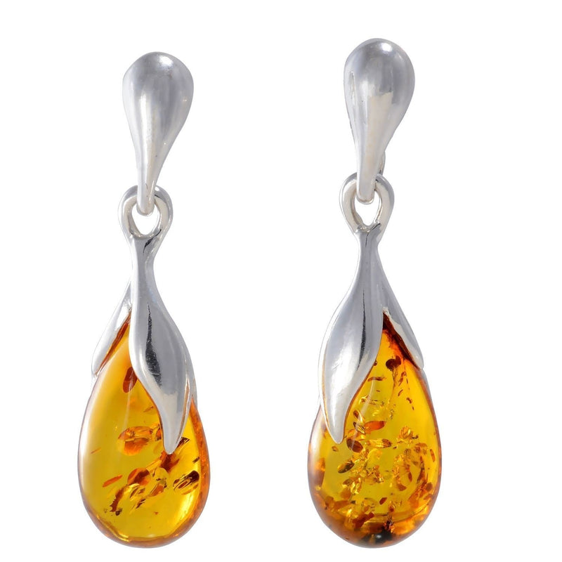 [Australia] - Sterling Silver and Baltic Honey Amber Earrings "Tina" 