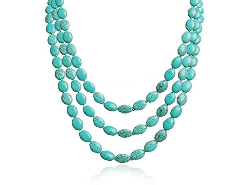 [Australia] - TreasureBay Handmade Three-strand Turquoise Gemstone Beaded Necklace for Women 