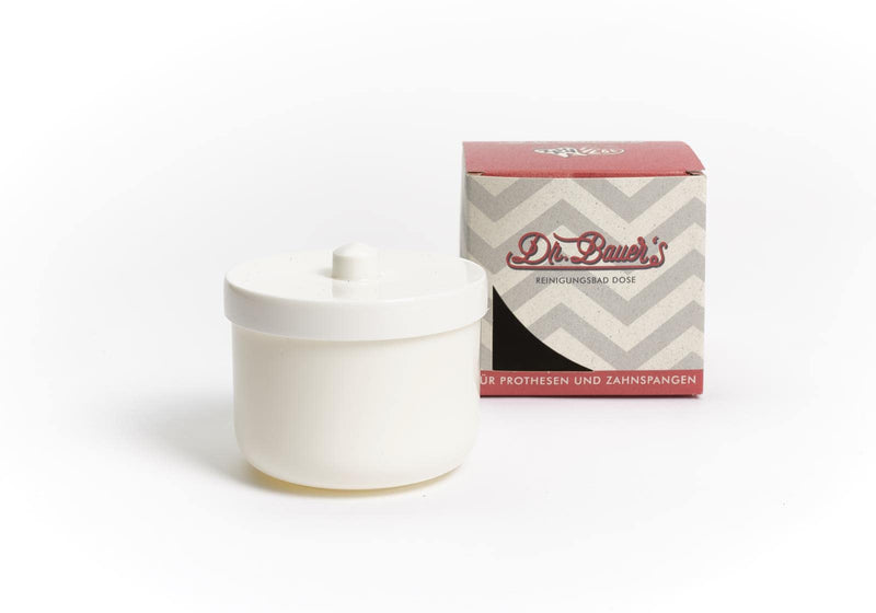 [Australia] - Dr. Bauer's Denture can with rinsing Basket | Prosthesis Container White (1 Piece) 