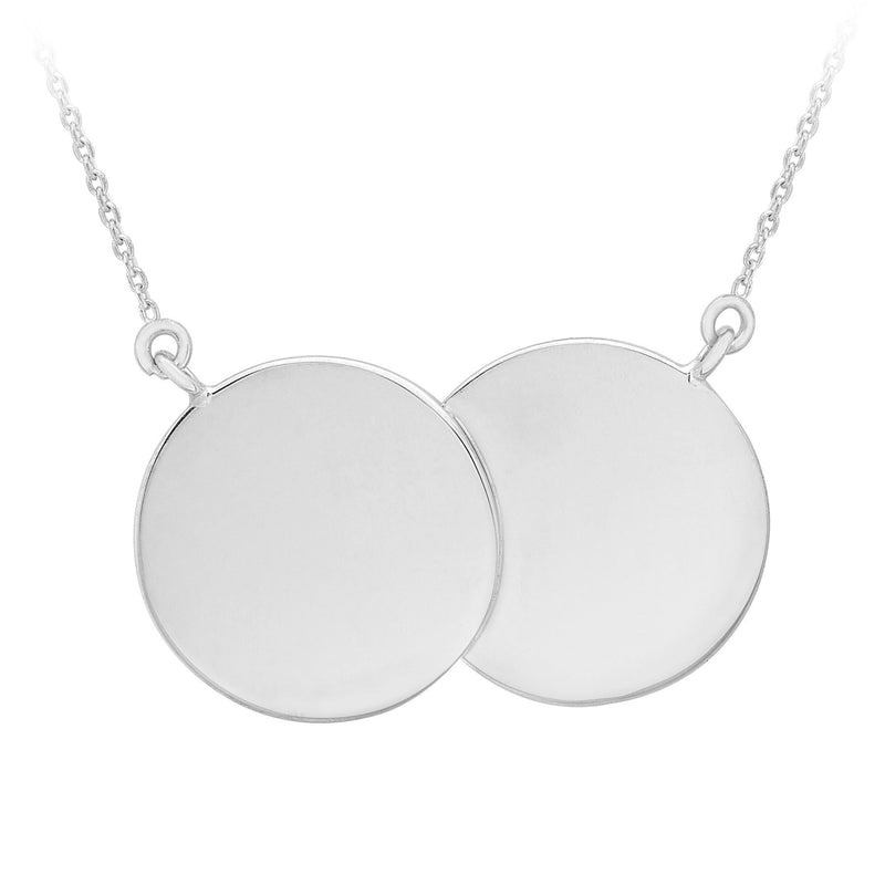 [Australia] - Tuscany Silver Women's Sterling Silver 24mm x 15mm Double-Disc Adjustable Necklace 41cm/16'-43cm/17' No Engraving 