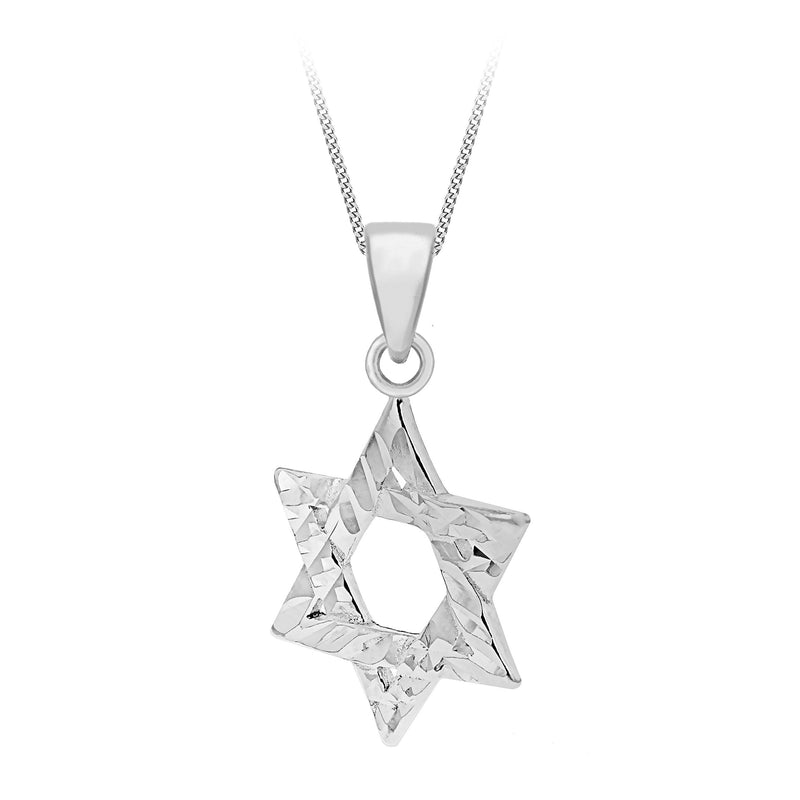 [Australia] - Tuscany Silver Sterling Silver Diamond Cut Star of David Pendant on Curb Chain of 46 cm/18 Inch 