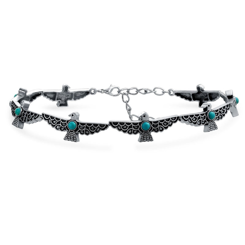 [Australia] - Bling Jewelry Southwestern Coachella Festival Style Eagle Peyote Bird Choker Necklace for Teen for Women Oxidized Metal Adjustable 