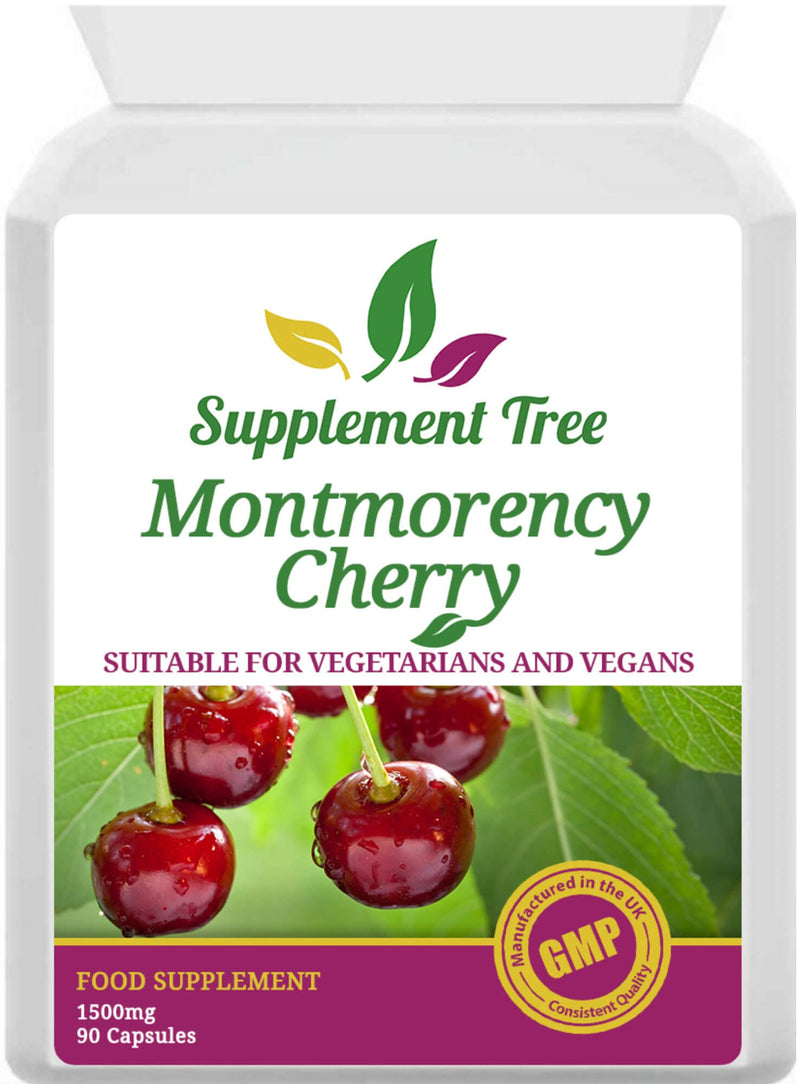 [Australia] - Montmorency Cherry Capsules 1500mg - 90 Vegan Capsules - High Strength Pure Freeze Dried Cherry Powder Extract - 3000mg Per Daily Serving - UK Manufactured 