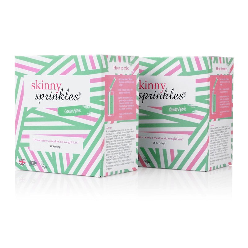 [Australia] - Skinny Sprinkles, Duo Pack 60 Servings - Weight Management Drink with Glucomannan - Vegan, Vegetarian Society Approved - Made in The UK - Candy Apple 