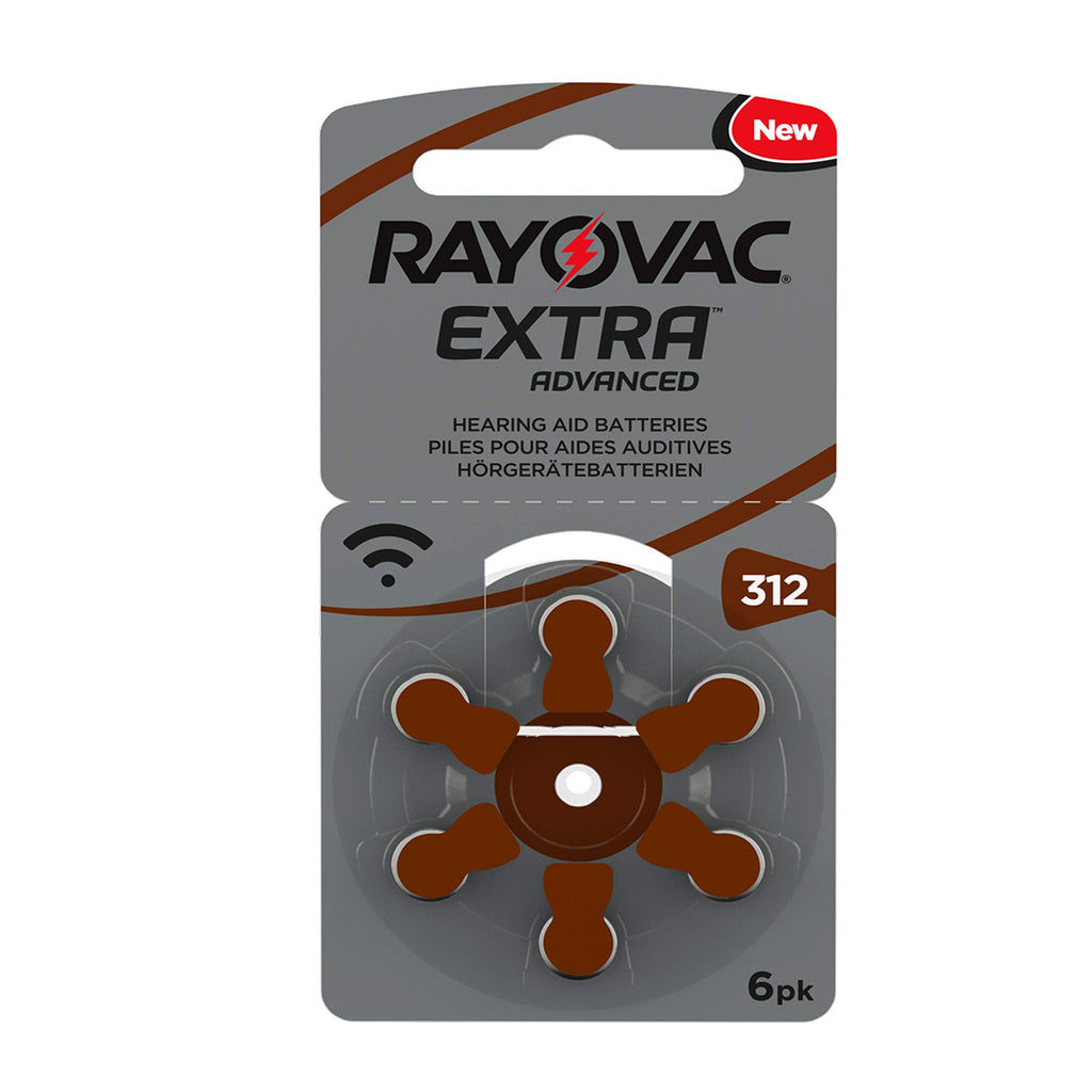 [Australia] - Rayovac Extra Advanced Hearing Aid Batteries, Size 312, Brown Tab, PR41, Pack of 60 6x10 Pack 312 AU - Brown Single 