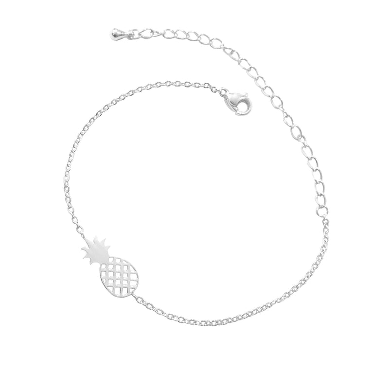 [Australia] - Altitude Boutique Pineapple Bracelet, Hawaii Bracelet, Fruit Bracelet Charms, Tropical Bracelet for Women silver 