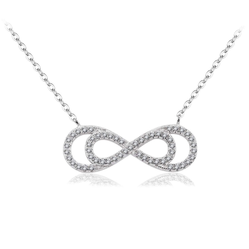 [Australia] - BiBeary Women elegant 925 Sterling Silver Zirconia CZ Infinity Eternity double 8 Shaped Chain Necklace clear 