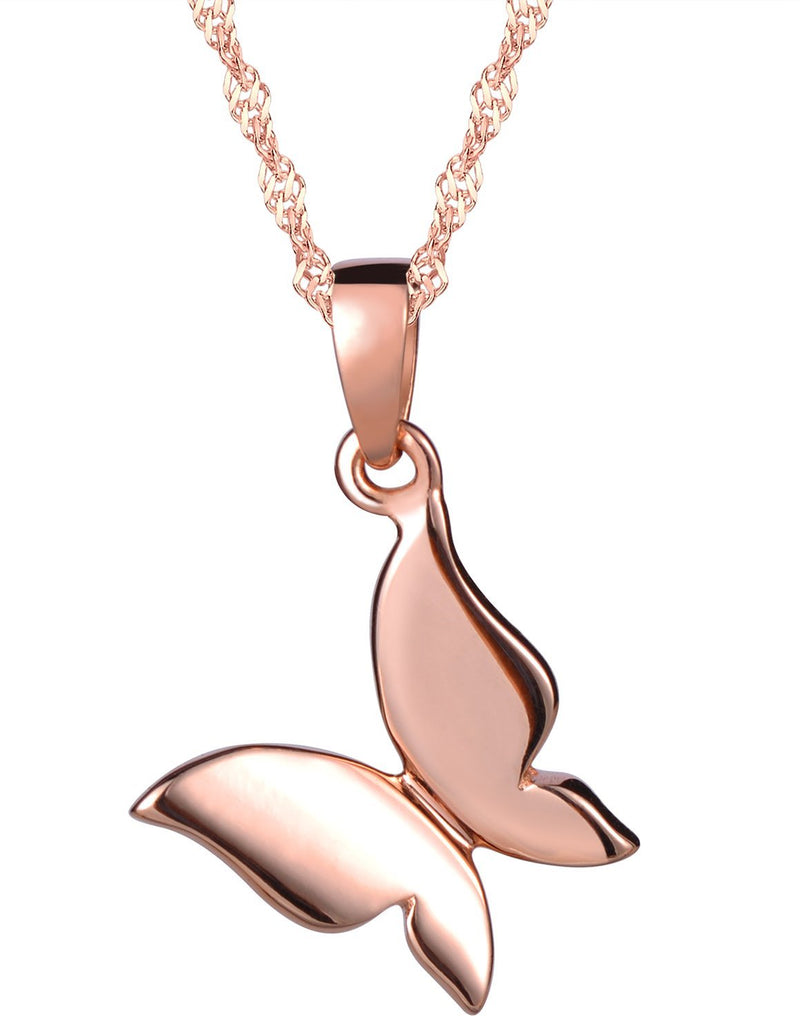 [Australia] - Infinite U Simple Butterfly 925 Sterling Silver Pendant Necklace for Women/Girls, Rose Gold 