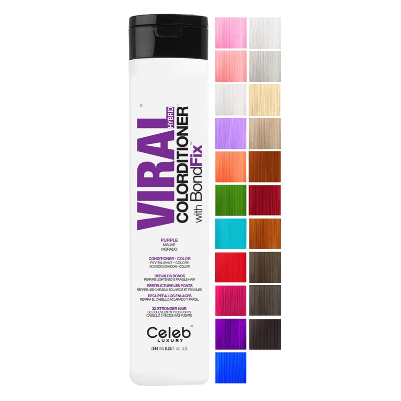[Australia] - Celeb Luxury Viral Colorditioner: Purple Color Depositing Conditioner, BondFix Bond Rebuilder, 10 Vivid and Pastel Colors, Stops Fade, Conditioner + Vivid Color, Cruelty-Free, 100% Vegan 