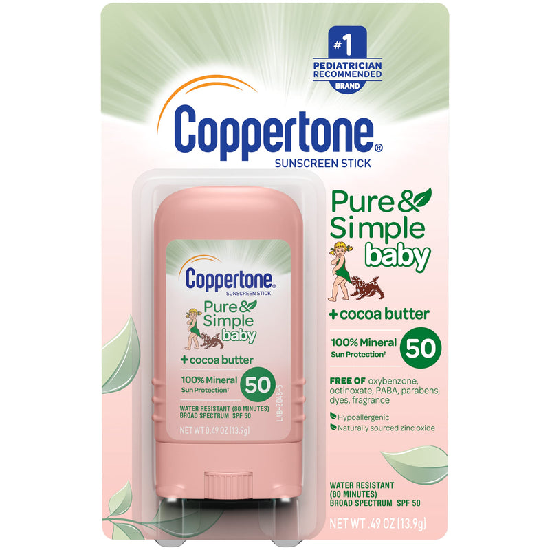 [Australia] - Coppertone Waterbabies Pure And Simple Sunscreen Stick SPF 50, 0.49 Oz 