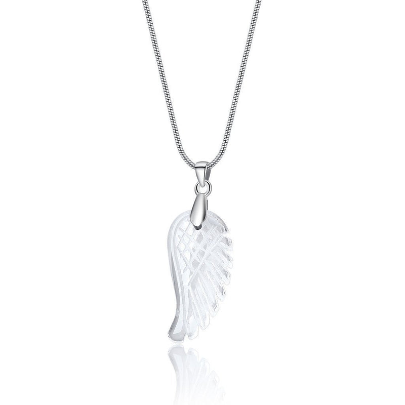 [Australia] - coai Clear Quartz Angel Wing Pendant Necklace for Women Girls Transparent 