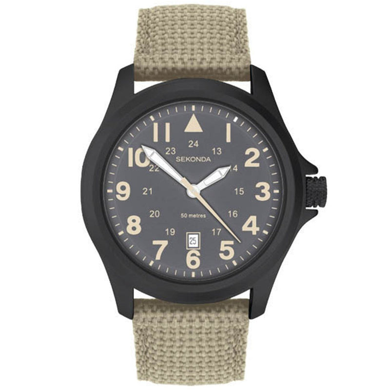 [Australia] - Sekonda Men's Quartz Watch Beige Strap/Grey Dial 