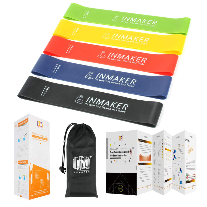 [Australia] - INMAKER Resistance Bands Set for Women and Men, Elastic Stretch Exercise Bands with Free 40 Pages Workout Ebook (Funda)Rec for Beginner Multicolour 