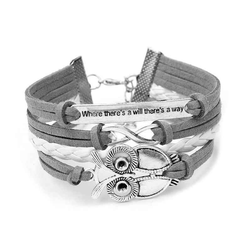 [Australia] - Boolavard Infinity Christmas Owl Friendship Leather Charm Bracelet Gift Including Gift Box 