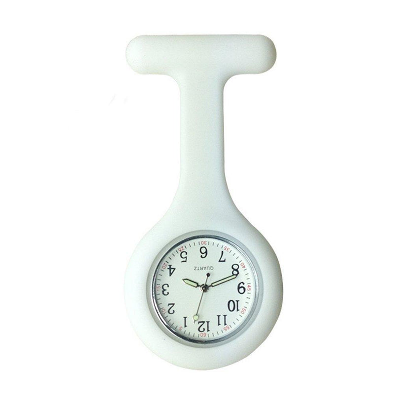 [Australia] - Nurse Watch Brooch, Silicone with Pin/Clip, Glow in Dark, Infection Control Design, Health Care Nurse Doctor Paramedic Medical Brooch Fob Watch… White 