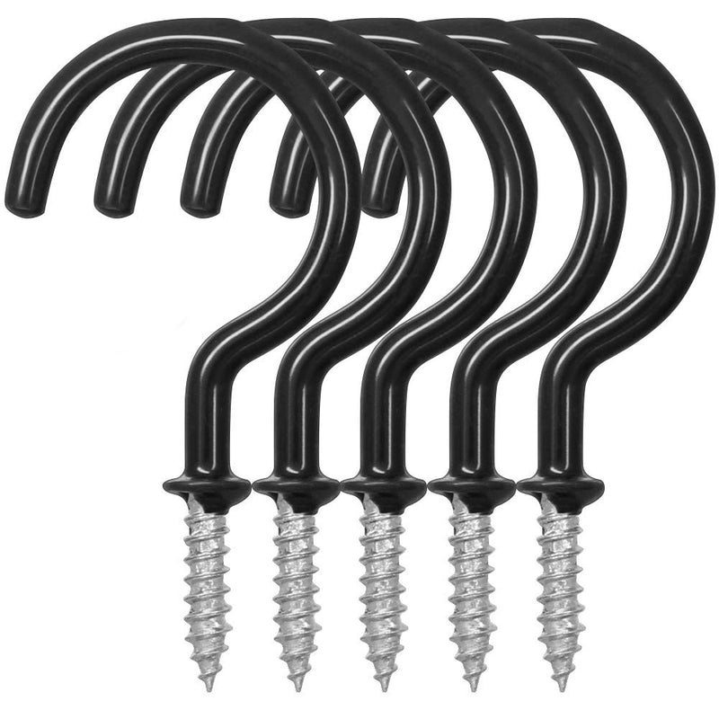 [Australia] - FineGood 25 Pack Cup Hook Ceiling Hooks, Vinyl Coated Screw Hanger for Indoor and Outdoor Use - Black 