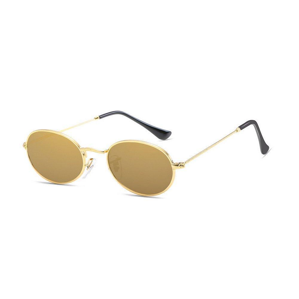 [Australia] - MINCL/unisex Oval Metal Frame Vintage Sunglasses UV400 51mm Brown 