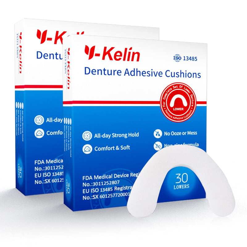 [Australia] - Y-Kelin Denture Adhesive Cushion Lower 30 Pads (2 Pack) 2 pack 