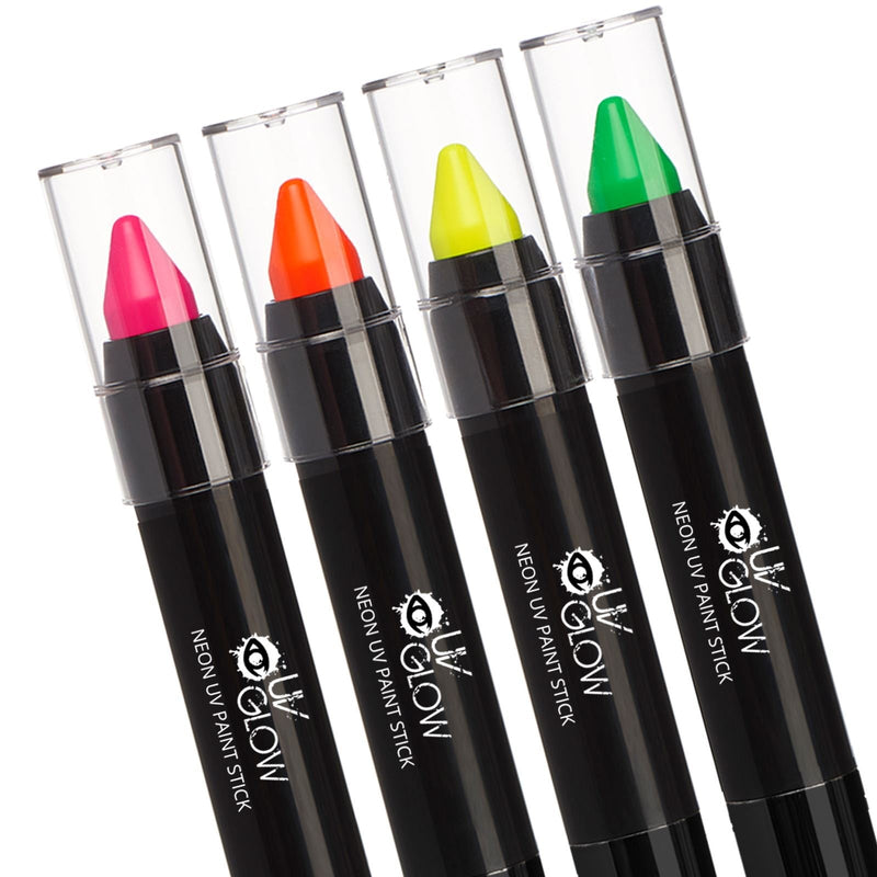 [Australia] - UV Glow - Neon UV Paint Stick/Face & Body Crayon - Set of 4 Colours. Genuine and original UV Glow product - glows brightly under UV Light! 