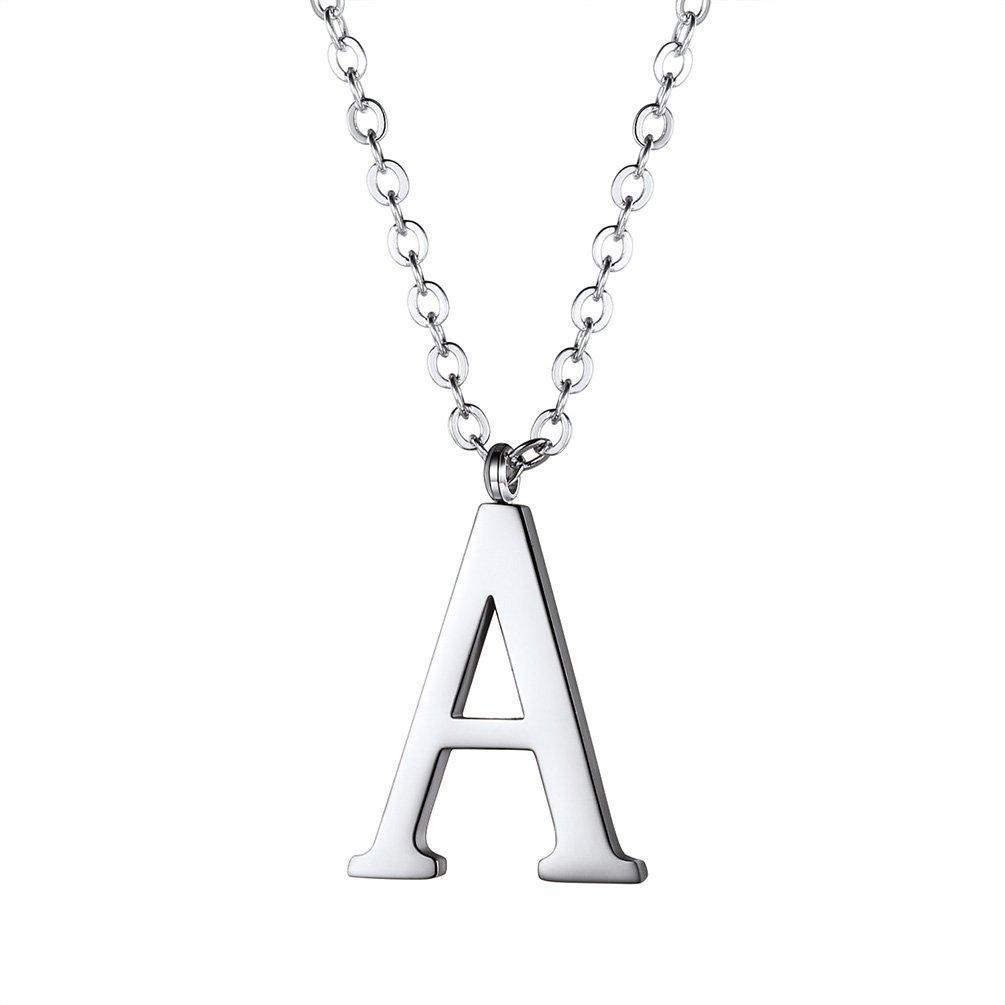 [Australia] - PROSTEEL 26 Alphabet Necklace with Chain -316L Stainless Steel (Send Gift Box) A 