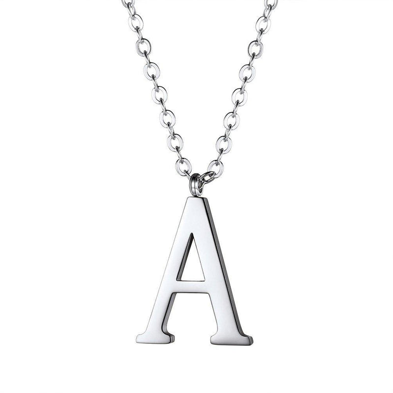 [Australia] - PROSTEEL 26 Alphabet Necklace with Chain -316L Stainless Steel (Send Gift Box) A 