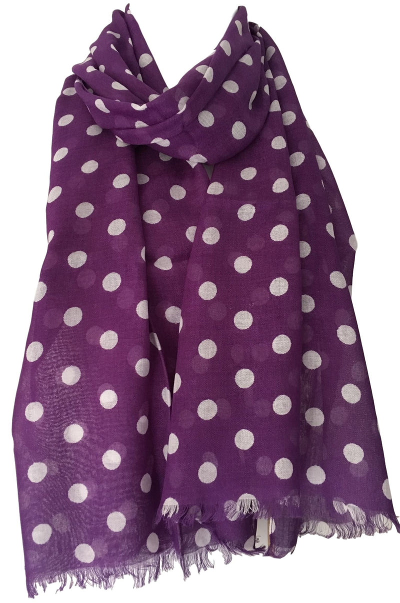 [Australia] - Purple Possum® Polka Dot Scarf Spotted Wrap Ladies Cotton Blend Spotty Fair Trade Shawl 