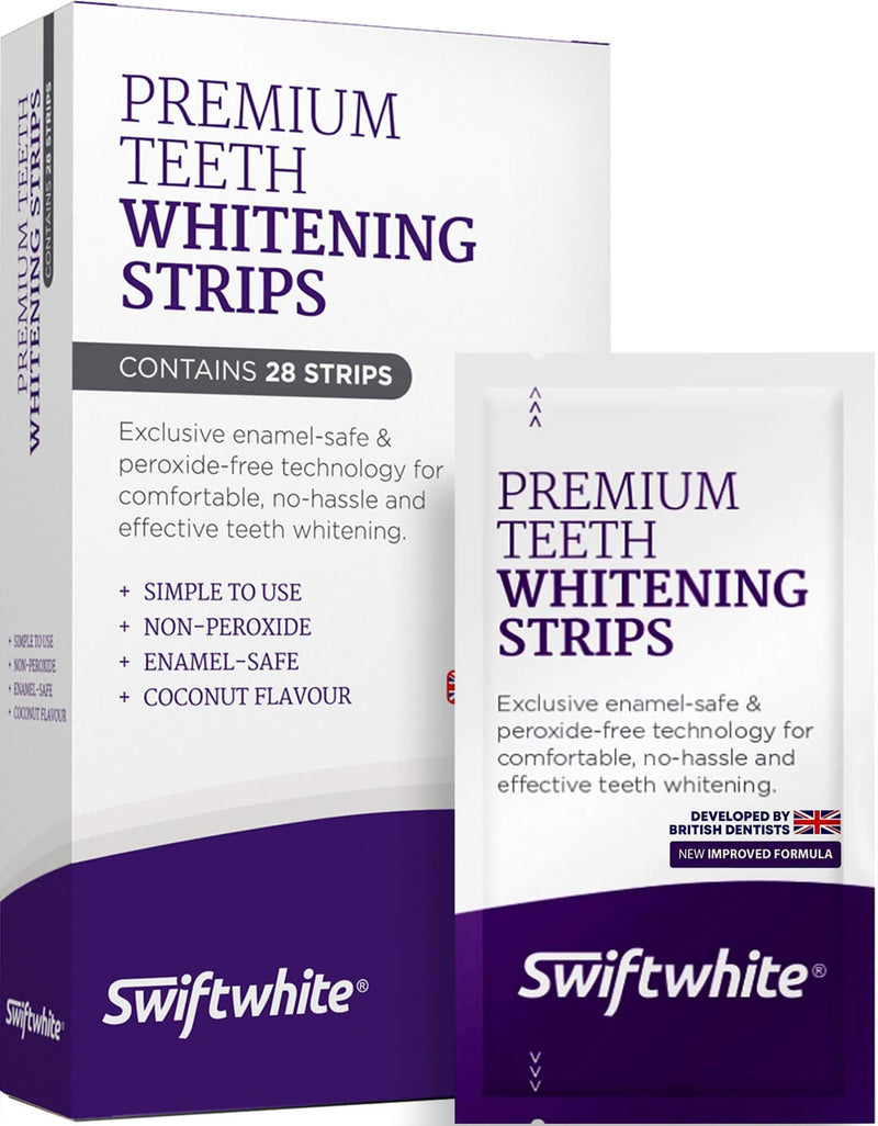 [Australia] - Teeth Whitening Strips by Swiftwhite, Fast Results & No Sensitivity, Peroxide Free Teeth Whitening Kit, 100% Money Back 28 Count (Pack of 1) 