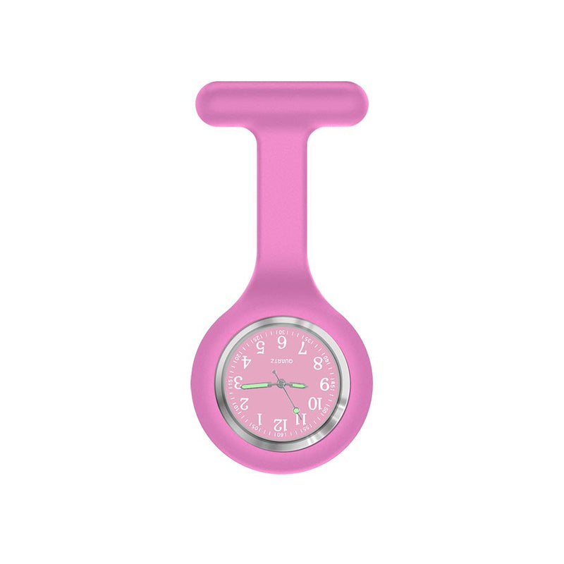 [Australia] - Nurse Watch Brooch, Silicone with Pin/Clip, Glow in Dark Design, Health Care Nurse Doctor Paramedic Medical Brooch Fob Watch Pink 