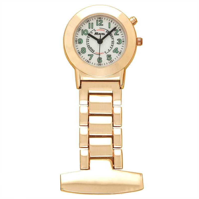 [Australia] - Ravel - Classic Nurses Fob Watch with EL Backlight Rose Gold Tone 