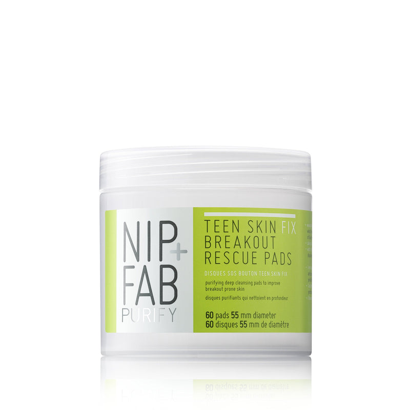 [Australia] - Nip + Fab Teen Skin Fix Zero Breakout Rescue Face Pads with Salicylic Acid, Witch Hazel and Antioxidant Wasabi Extract, BHA Facial Pad for Cleansing Pores Prevent Breakouts Blemishes, 60 Count 