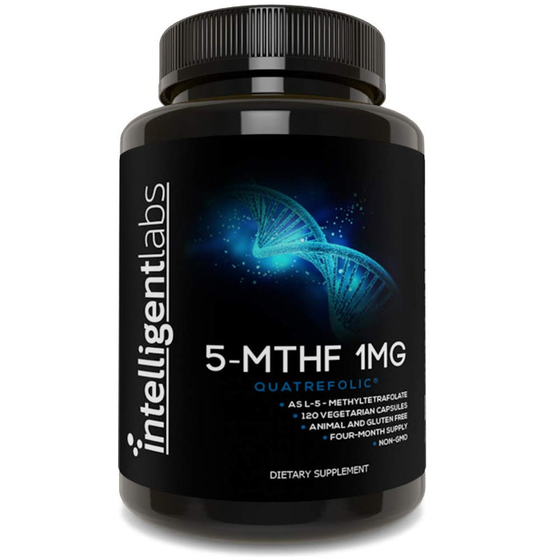 [Australia] - 1MG L-5 MTHF by Intelligent Labs, 120 Capsules 4 Months Supply, L-5-methyltetrahydrofolate Activated Folic Acid Supplement as Quatrefolic Acid, Activated Folate 