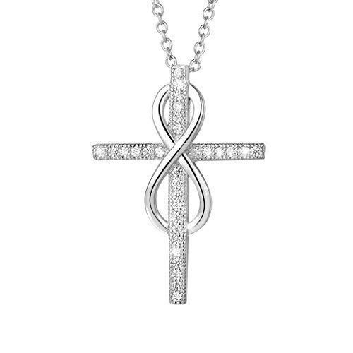 [Australia] - Gift for Mum, MASOP 925 Sterling Silver White Cubic Zirconia Endless Infinity Celtic Knot Cross Necklace for Women 