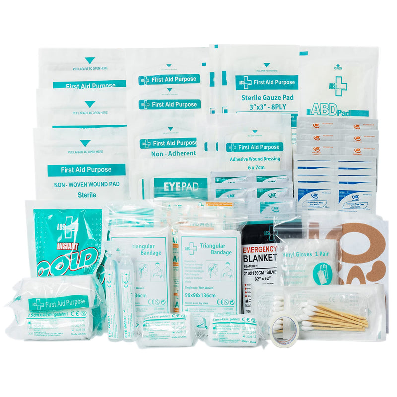 [Australia] - 160 Piece First Aid Kit Bag Refill Kit - Includes Eyewash,Instant Cold Pack, Bandages, Emergency Blanket, Moleskin Pad, Gauze - Extra Replacement Medical Supplies for First Aid 