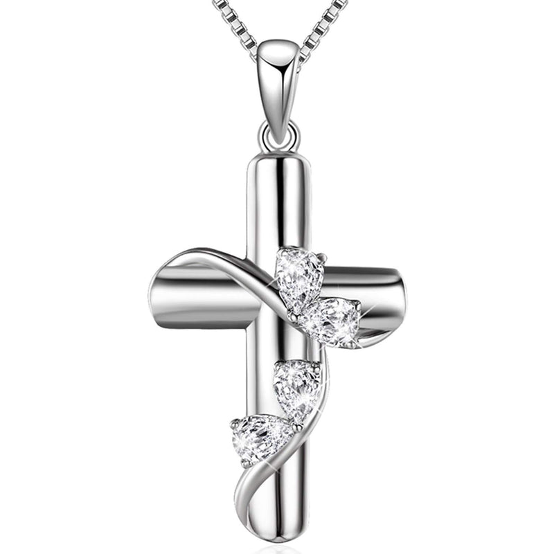 [Australia] - S925 Sterling Silver Faith Hope Love Cross Pendant Necklace,Box Chain 18" Faith Hope Love Cross necklace 