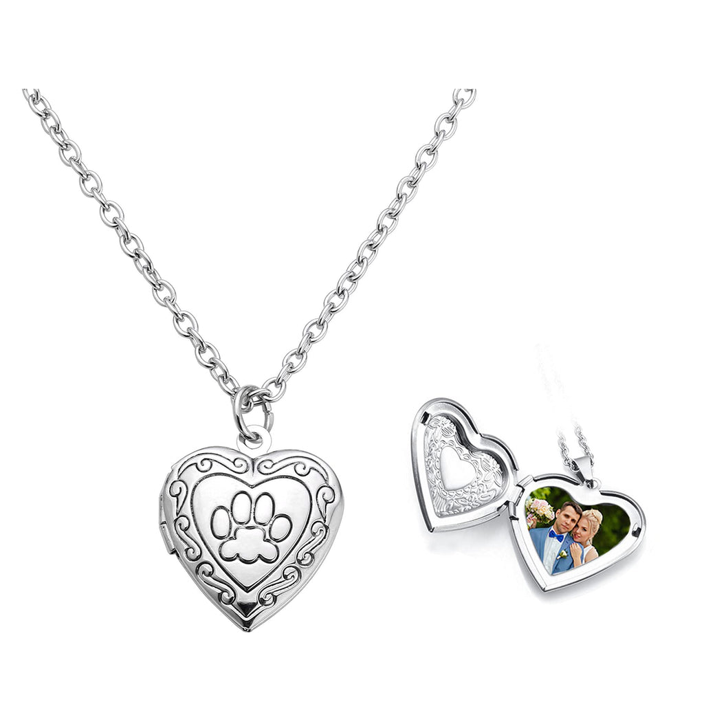 [Australia] - Jovivi Photo Locket Necklace Silver Heart Picture Memory Locket Pendant Necklace for Women Girls Jewellery Keepsake Memorial Birthday Gifts 