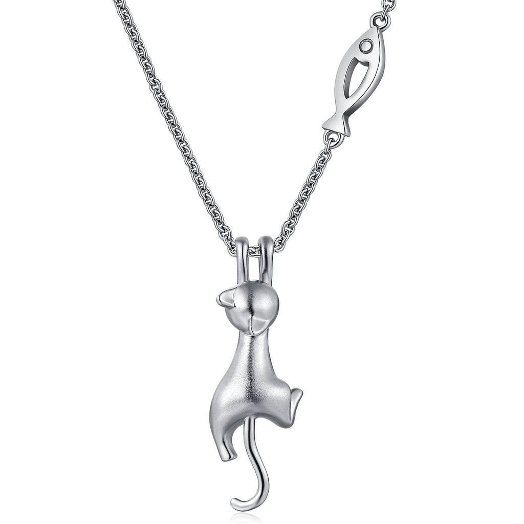 [Australia] - Jiahanzb Cat Necklace for Women Pendant Ladies Necklace Anniversary Birthday Mother's Day Jewelry Gifts for Mum Her for Wife S925 Sterling Silver Necklace For Women 