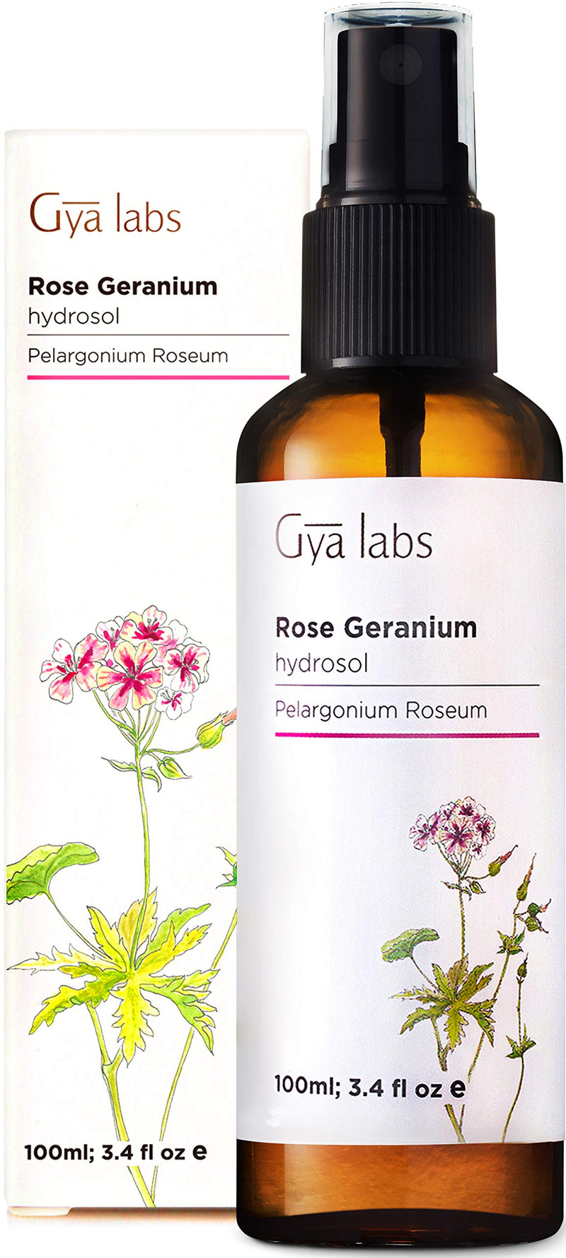 [Australia] - Gya Labs Rose Geranium Hydrosol For Skin Care & Relaxation - Face Mist Spray To Moisturize Dry Skin & Uplift Mood - 100% Pure Unrefined Essential Oil Spray & Body Mist - 100ml 