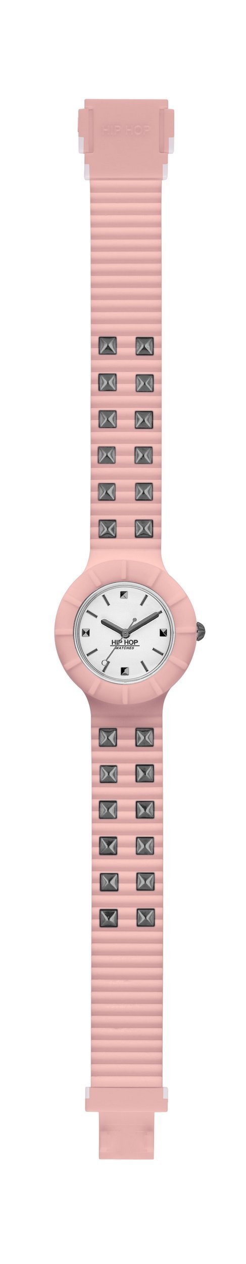 [Australia] - Hip Hop Punk Lady Time-Only, Pink Studded Women's Watch with Soft Silicone Strap Water Resistant HWU0802 