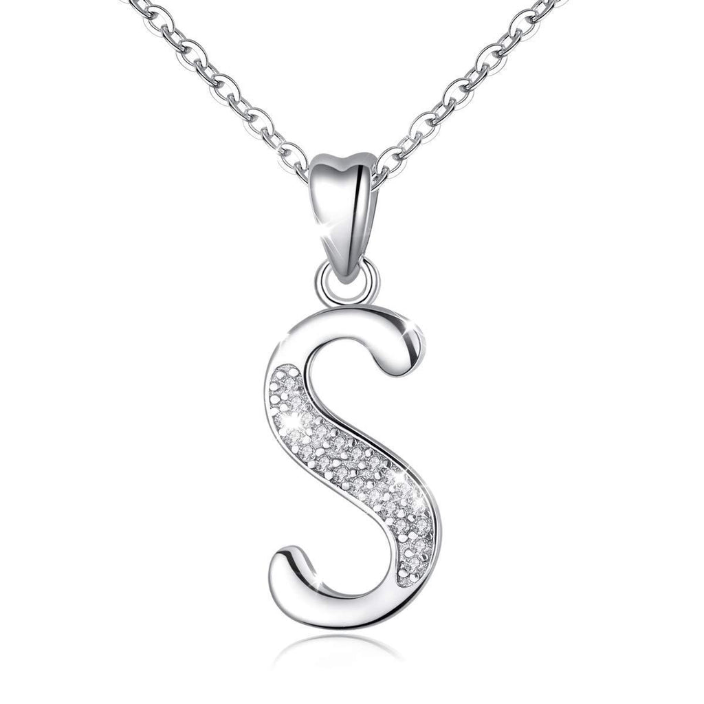 [Australia] - Initial Necklace Sterling Silver Letter Necklace Letter Alphabet Personalised Pendant Jewellery with Cubic Zirconia Gifts for Women Girls AEONSLOVE S 