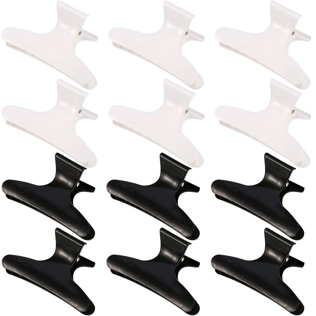 [Australia] - 12 Pieces Butterfly Hairdresser Clamps Salon Hair Claw Hairdresser Clamp Black White Clip Barrettes 
