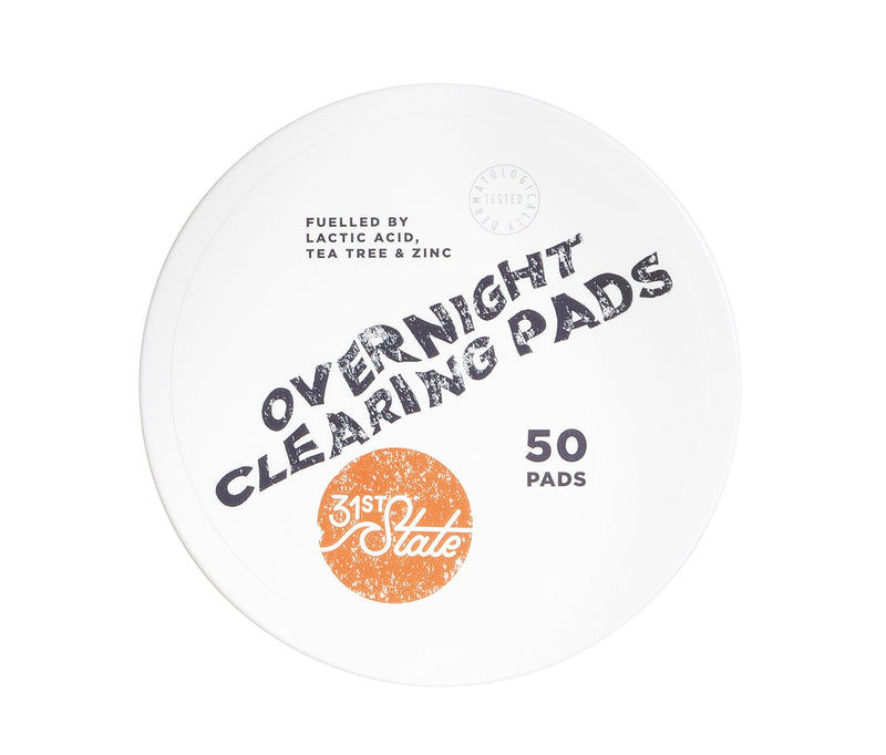 [Australia] - 31st State Overnight Clearing Pads for Teen Boys- Gently Exfoliating Natural Acne Treatment & Pore Minimiser with Tea Tree Oil, 50 Pads 