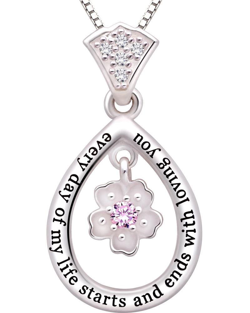 [Australia] - ALOV Jewelry Sterling Silver"every day of my life starts and ends with loving you" Love Pendant Necklace 