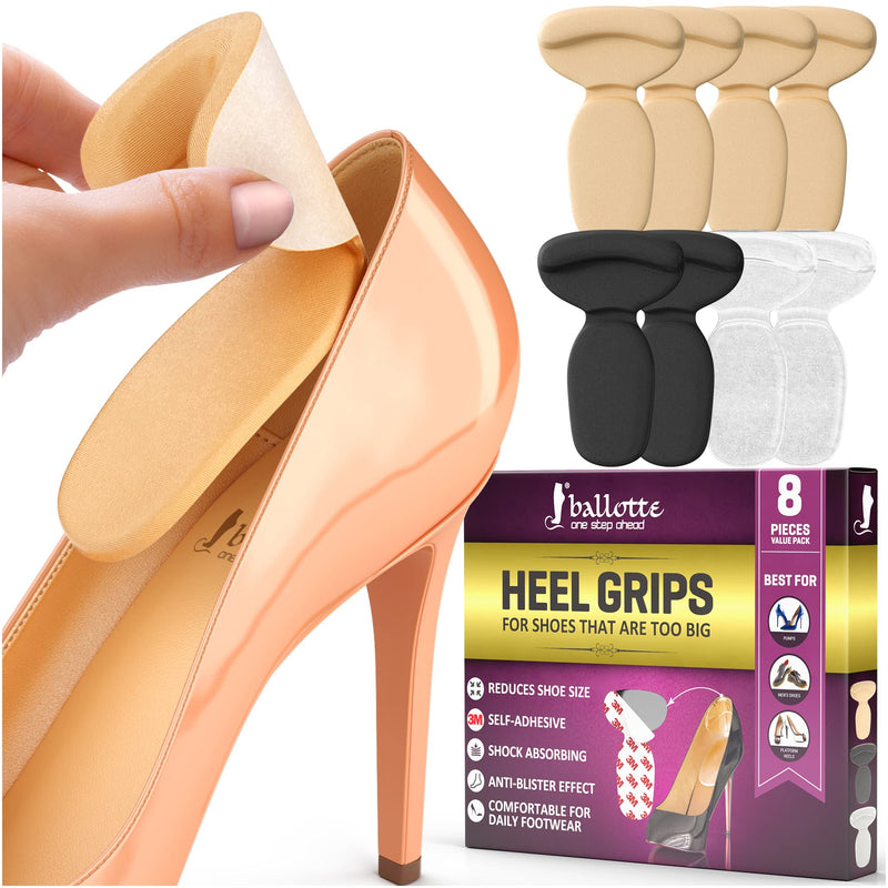 [Australia] - Premium Heel Grips for Ladies Shoes [Extra Sticky Heel Pads] Gel Shoe Insoles Great for New Shoes, Heel Protector Adds Volume, and Cushioning, Insoles for Women Shoes 4 Pairs One Size 