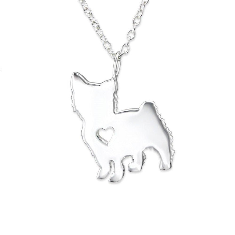 [Australia] - Sterling Silver Dog Gift Necklace - with Cut-out Love Heart 