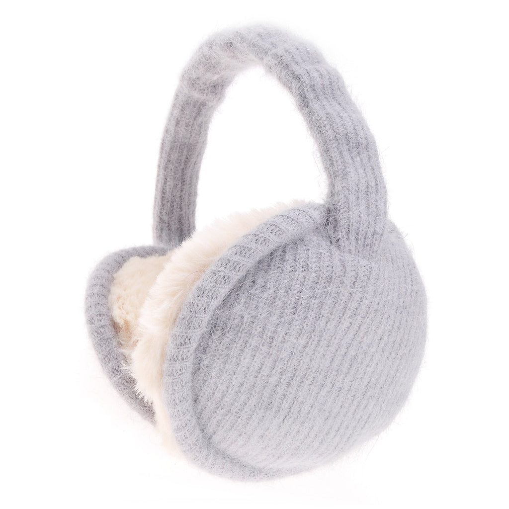 [Australia] - Womens Girls Winter Warm Adjustable Knitted Ear Warmers Foldable Earmuffs Gray 
