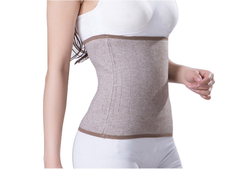 [Australia] - Men Women Soft Cashmere Waistband Kidney Binder Breathable Outdoor Sports Stomach Warming Protector Band Wrap Waist Back Brace Support Warmer Brown 