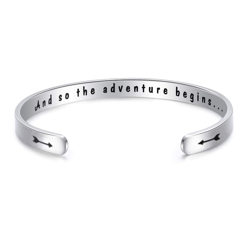 [Australia] - 2021 Graduation Gifts Bracelets For Her And So The Adventure Begins Class Of 2021 College Senior Junior High Middle School Students Gift Cuff Bracelet Inspirational Gifts For Women Graduation Jewelry 