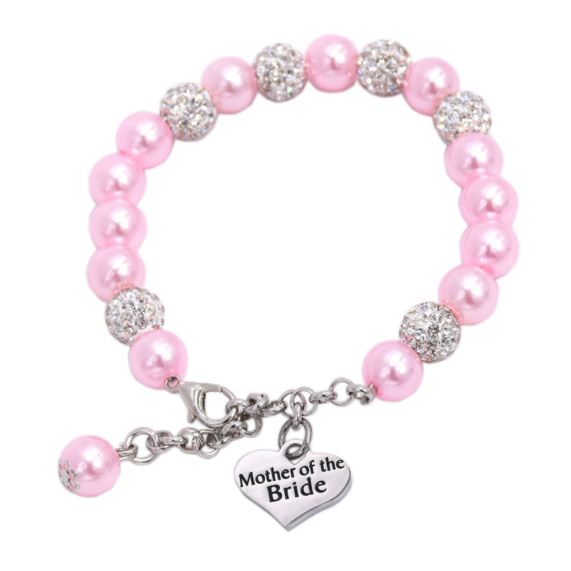 [Australia] - Mother of the Bride Pearl Bracelet Wedding Gift Jewelry Pink 